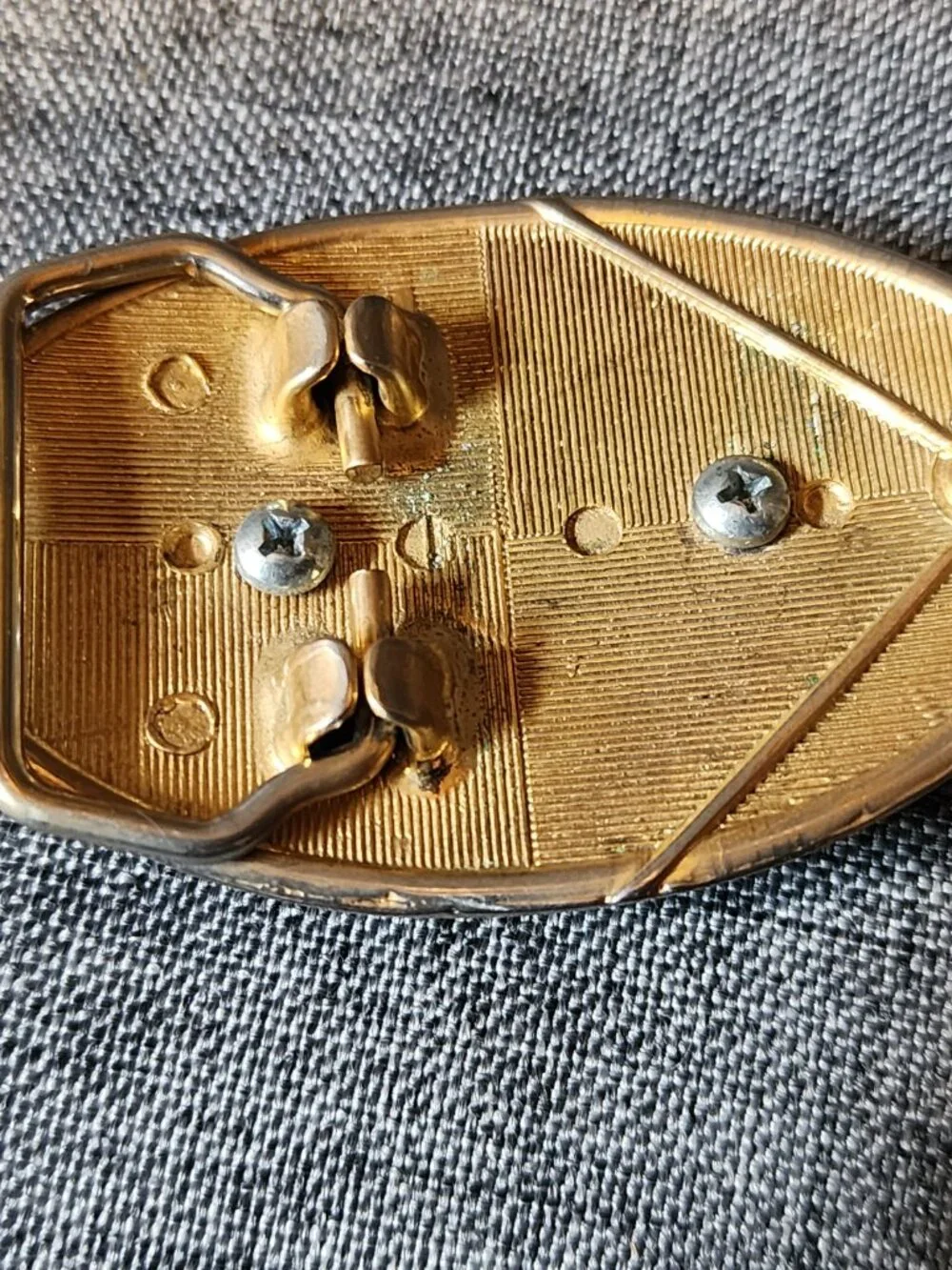 Vintage Western Style Engraved Floral Silver Metal With Green Stone Belt Buckle